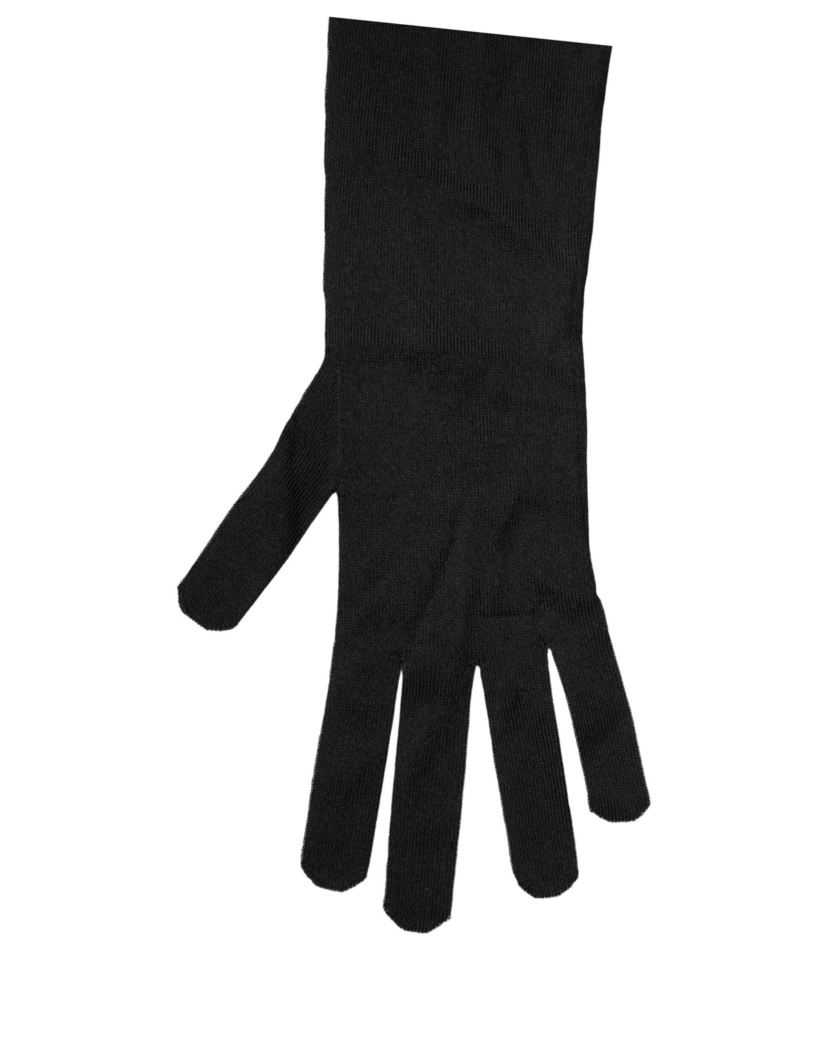 Dolce & Gabbana Black Polyester Long Elbow Length Gloves - Eljoys Fashion 