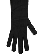 Dolce & Gabbana Black Polyester Long Elbow Length Gloves - Eljoys Fashion 