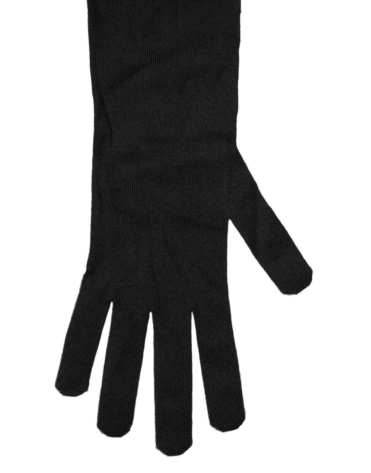 Dolce & Gabbana Black Polyester Long Elbow Length Gloves - Eljoys Fashion 