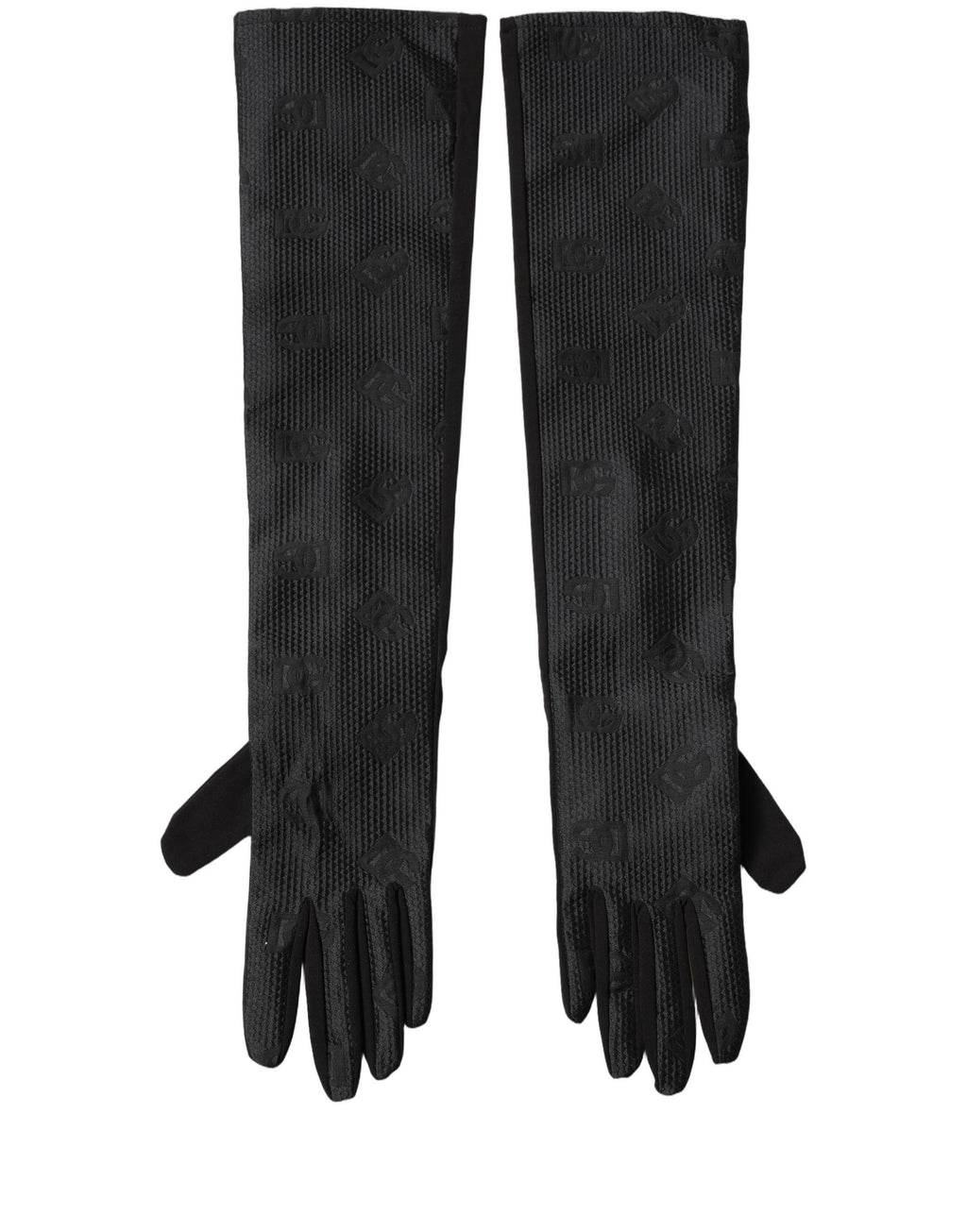 Dolce & Gabbana Black Viscose Long Elbow Length Gloves - Eljoys Fashion 