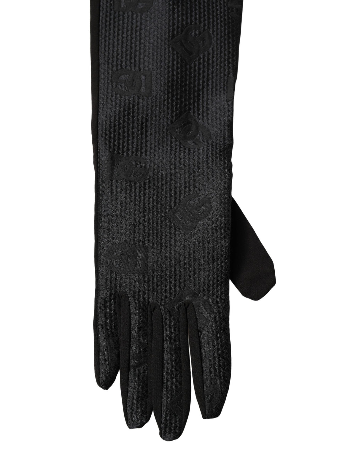 Dolce & Gabbana Black Viscose Long Elbow Length Gloves - Eljoys Fashion 
