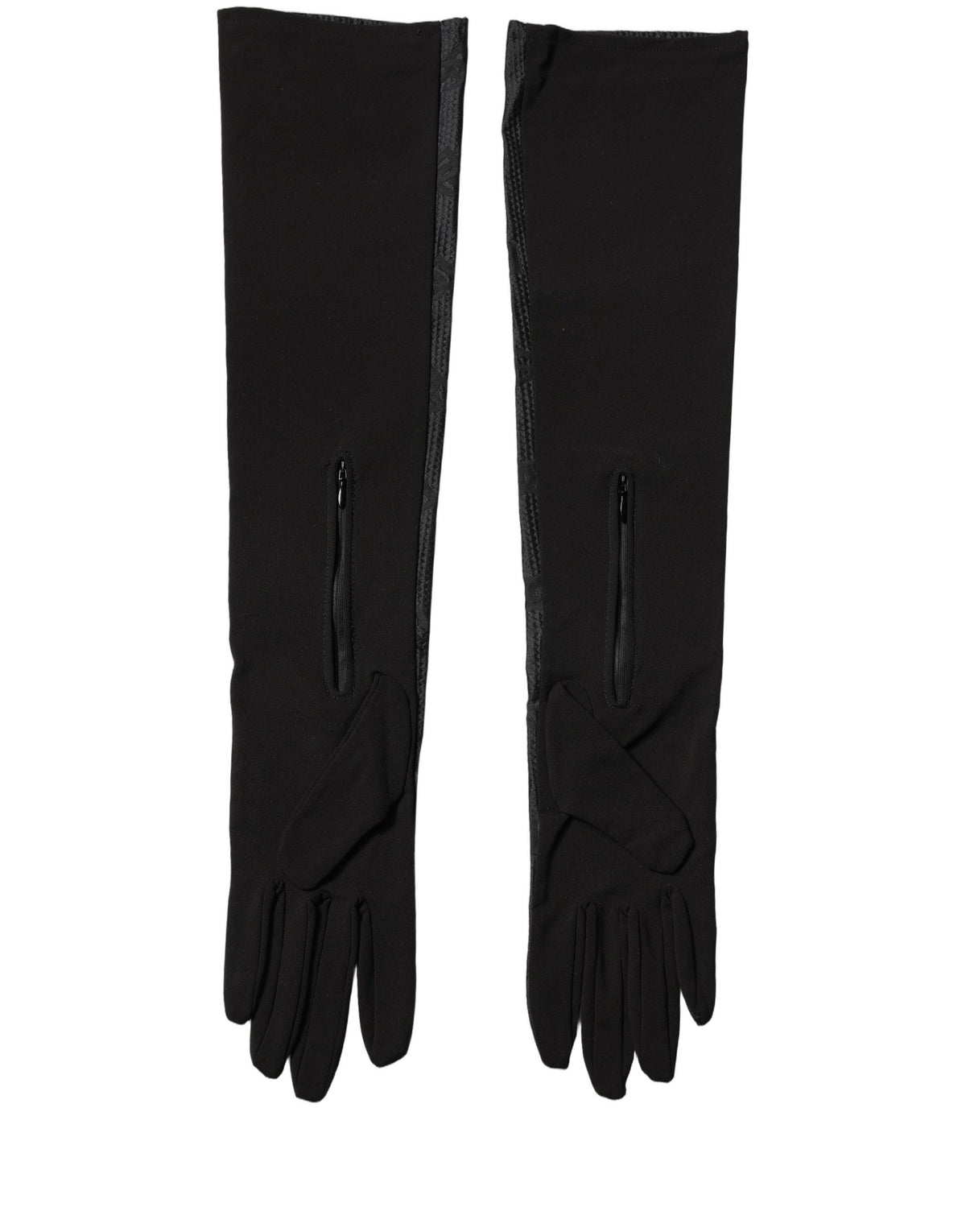 Dolce & Gabbana Black Viscose Long Elbow Length Gloves - Eljoys Fashion 
