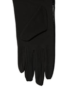 Dolce & Gabbana Black Polyester Patterned Short Length Gloves - Eljoys Fashion 