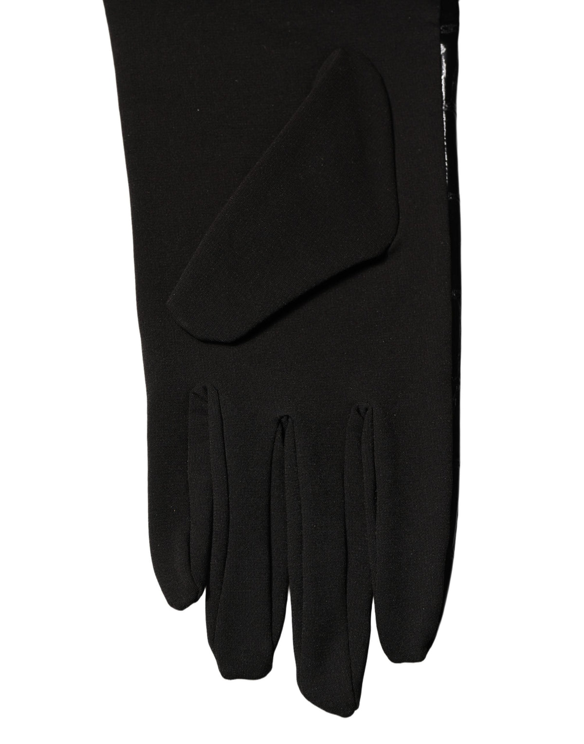 Dolce & Gabbana Black Polyester Patterned Short Length Gloves - Eljoys Fashion 