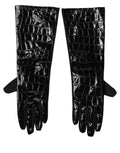 Dolce & Gabbana Black Polyester Patterned Short Length Gloves - Eljoys Fashion 