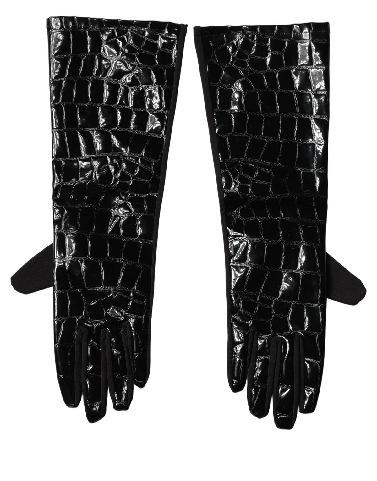 Dolce & Gabbana Black Polyester Patterned Short Length Gloves - Eljoys Fashion 