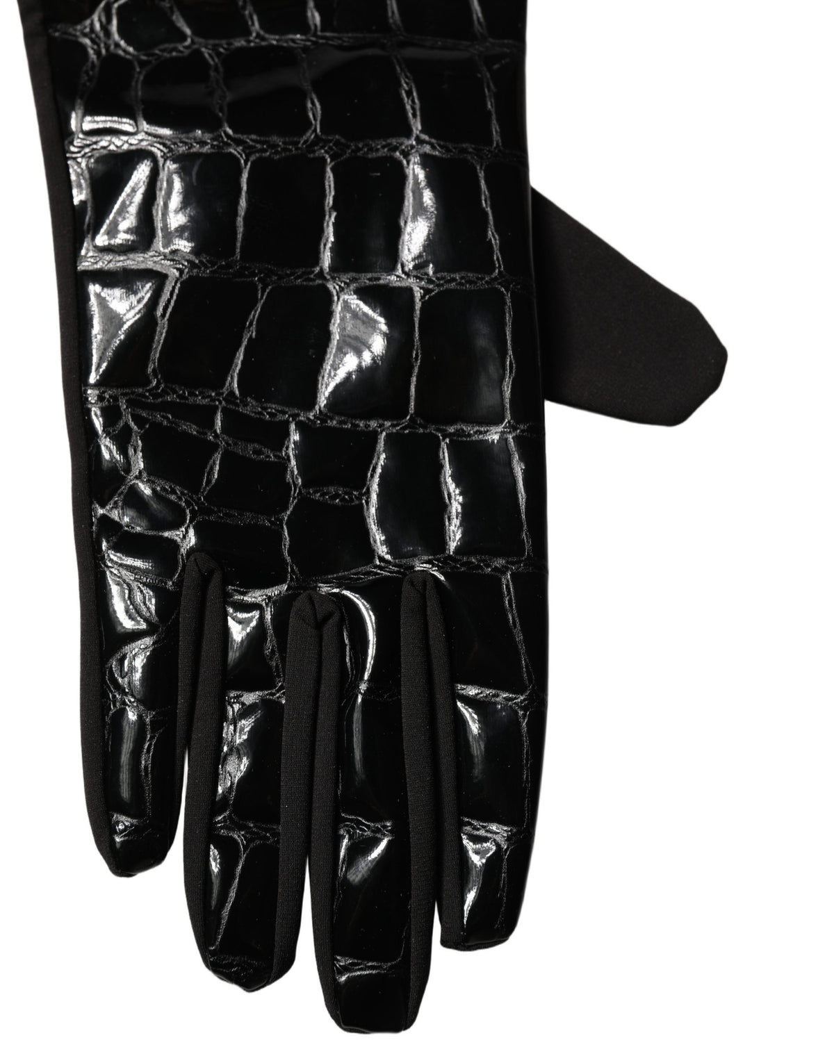 Dolce & Gabbana Black Polyester Patterned Short Length Gloves - Eljoys Fashion 