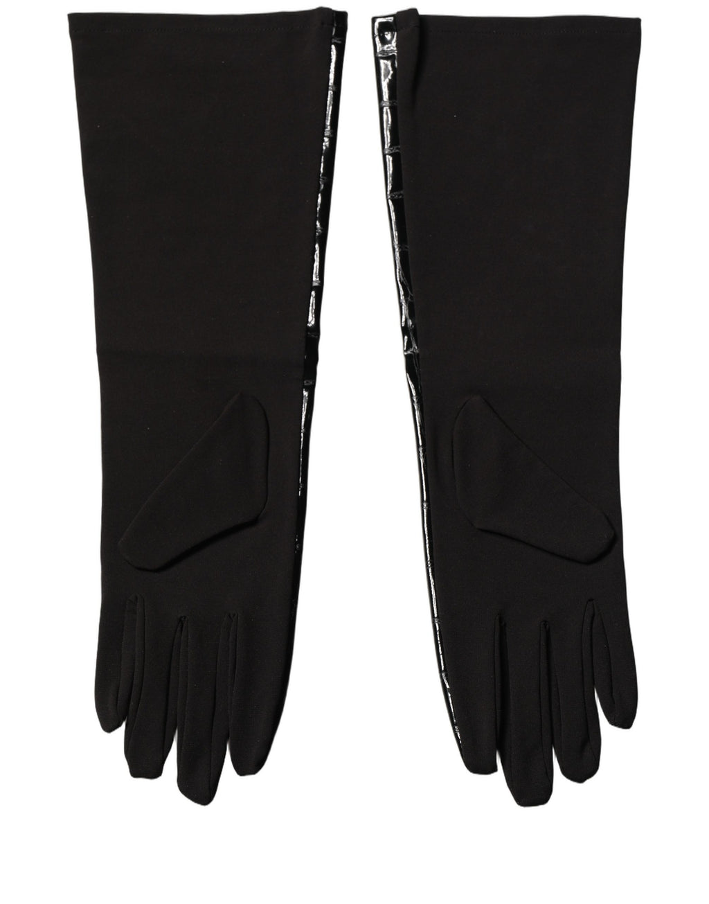 Dolce & Gabbana Black Polyester Patterned Short Length Gloves - Eljoys Fashion 