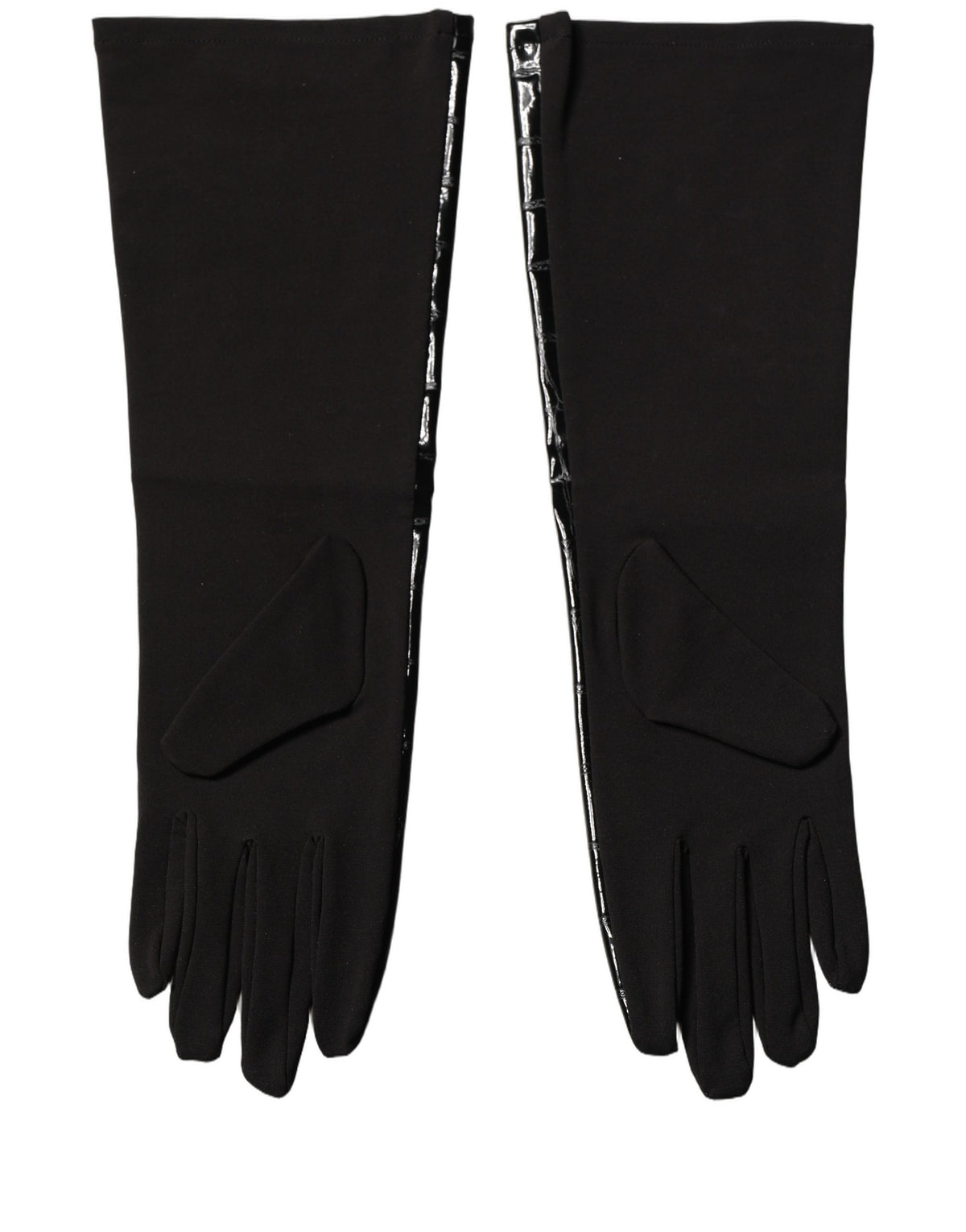 Dolce & Gabbana Black Polyester Patterned Short Length Gloves - Eljoys Fashion 