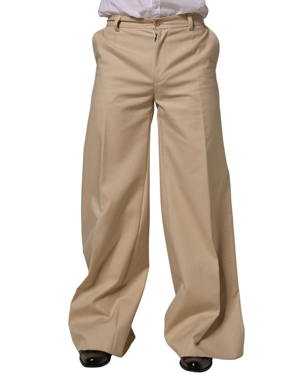 Dolce & Gabbana Beige Cotton Straight Men Formal Dress Pants - Eljoys Fashion 
