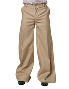 Dolce & Gabbana Beige Cotton Straight Men Formal Dress Pants - Eljoys Fashion 