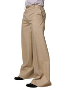 Dolce & Gabbana Beige Cotton Straight Men Formal Dress Pants - Eljoys Fashion 