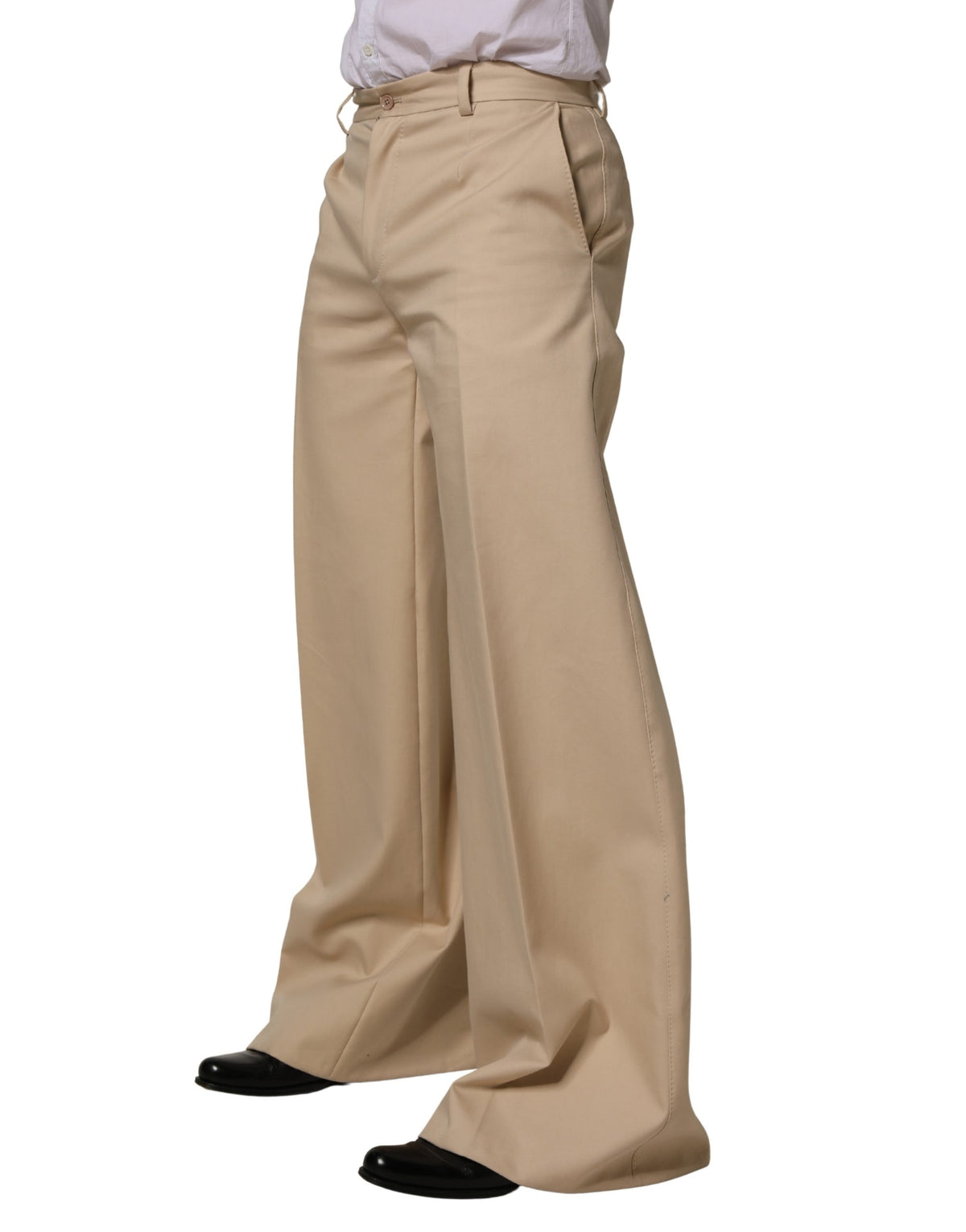 Dolce & Gabbana Beige Cotton Straight Men Formal Dress Pants - Eljoys Fashion 