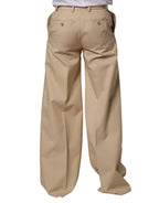 Dolce & Gabbana Beige Cotton Straight Men Formal Dress Pants - Eljoys Fashion 