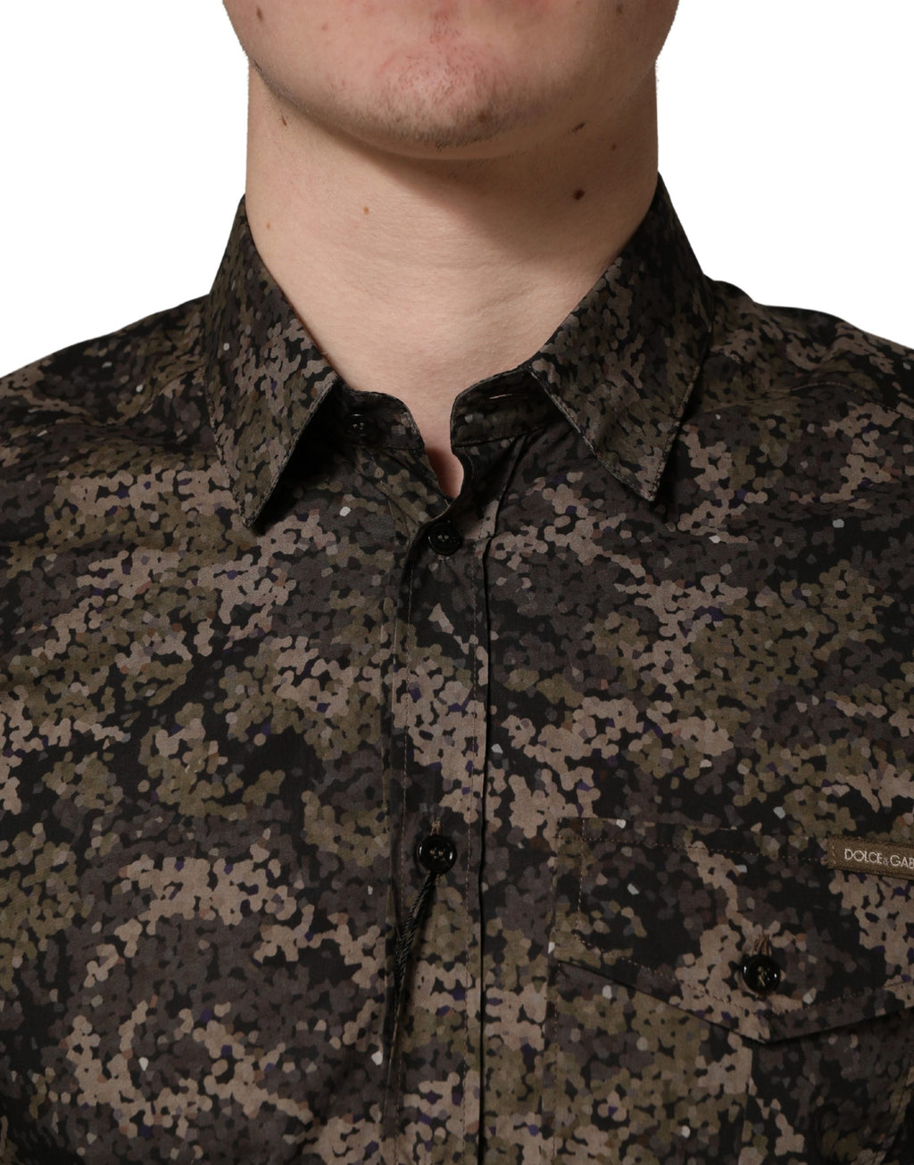 Dolce & Gabbana Brown Camouflage Long Sleeve Men Dress Shirt - Eljoys Fashion 