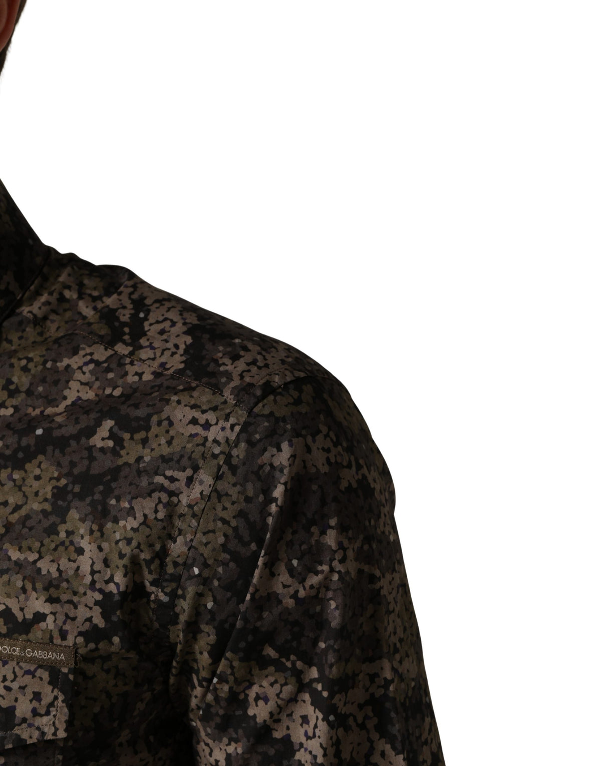 Dolce & Gabbana Brown Camouflage Long Sleeve Men Dress Shirt - Eljoys Fashion 