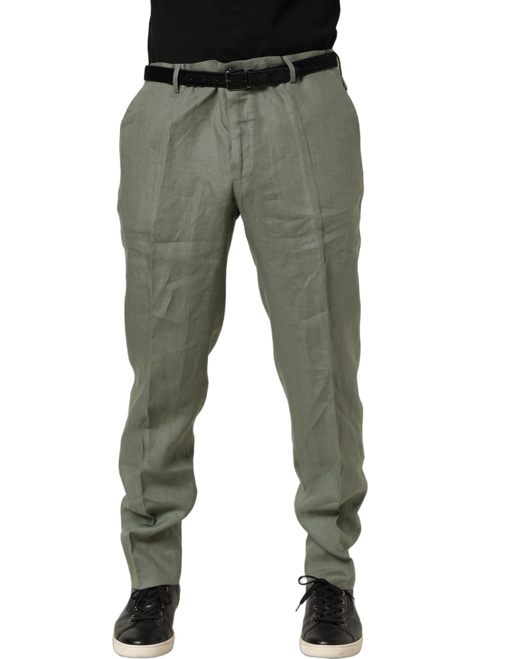 Dolce & Gabbana Gray Linen Tapered Men Dress Trouser Pants - Eljoys Fashion 