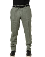 Dolce & Gabbana Gray Linen Tapered Men Dress Trouser Pants - Eljoys Fashion 