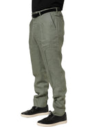 Dolce & Gabbana Gray Linen Tapered Men Dress Trouser Pants - Eljoys Fashion 