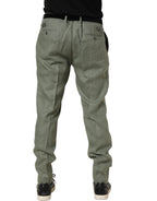 Dolce & Gabbana Gray Linen Tapered Men Dress Trouser Pants - Eljoys Fashion 