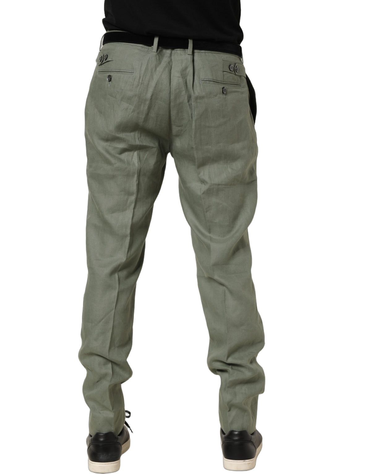 Dolce & Gabbana Gray Linen Tapered Men Dress Trouser Pants - Eljoys Fashion 