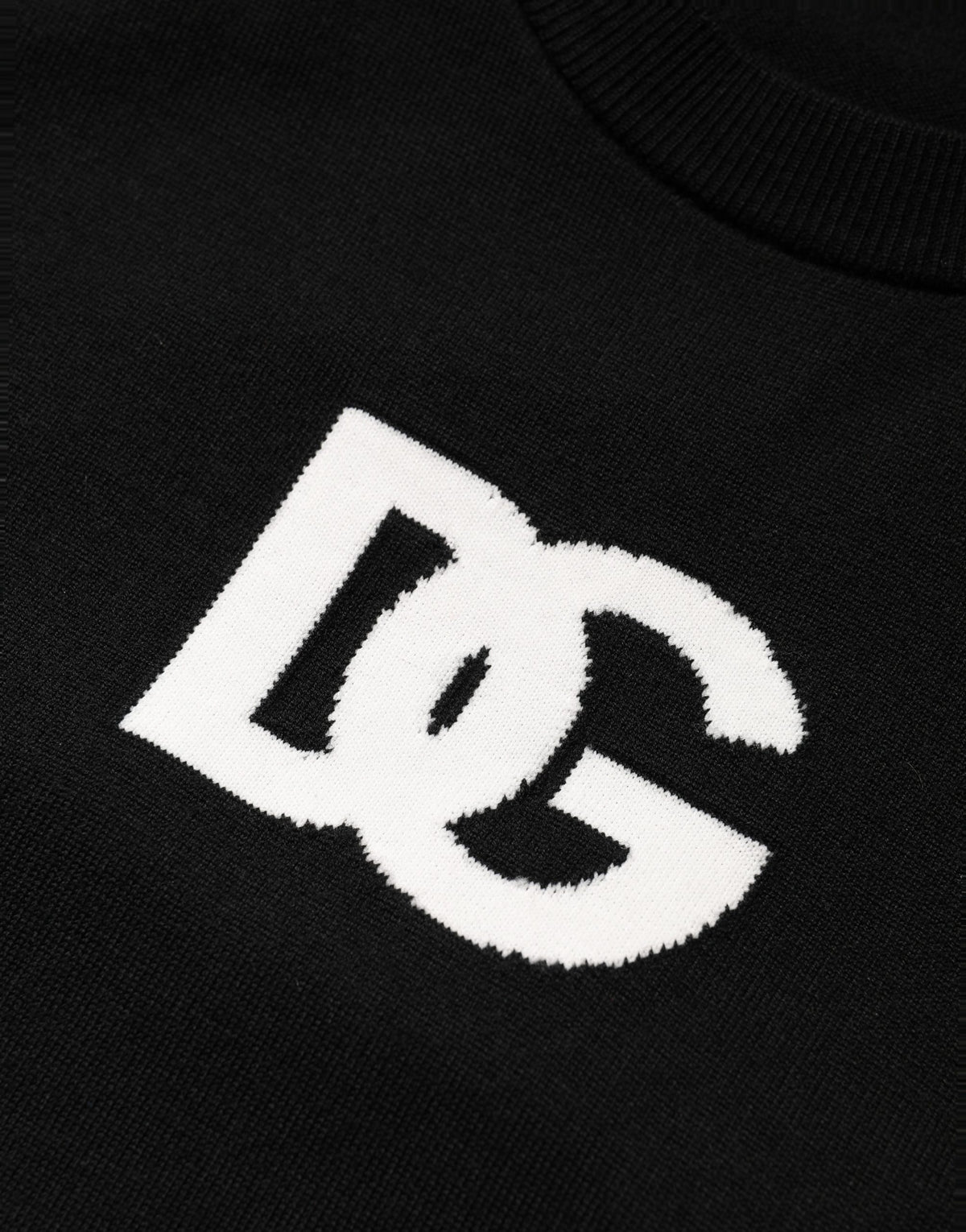 Dolce & Gabbana Black Wool DG Logo Men Crew Neck Sweater - Eljoys Fashion 