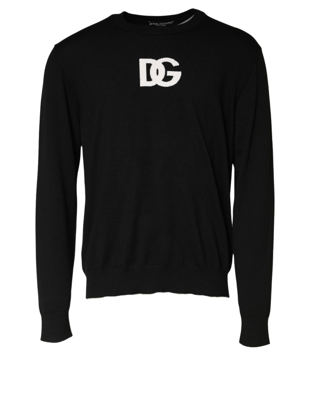 Dolce & Gabbana Black Wool DG Logo Men Crew Neck Sweater - Eljoys Fashion 
