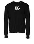 Dolce & Gabbana Black Wool DG Logo Men Crew Neck Sweater - Eljoys Fashion 