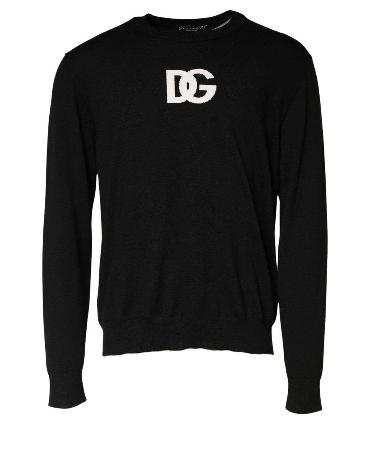 Dolce & Gabbana Black Wool DG Logo Men Crew Neck Sweater - Eljoys Fashion 