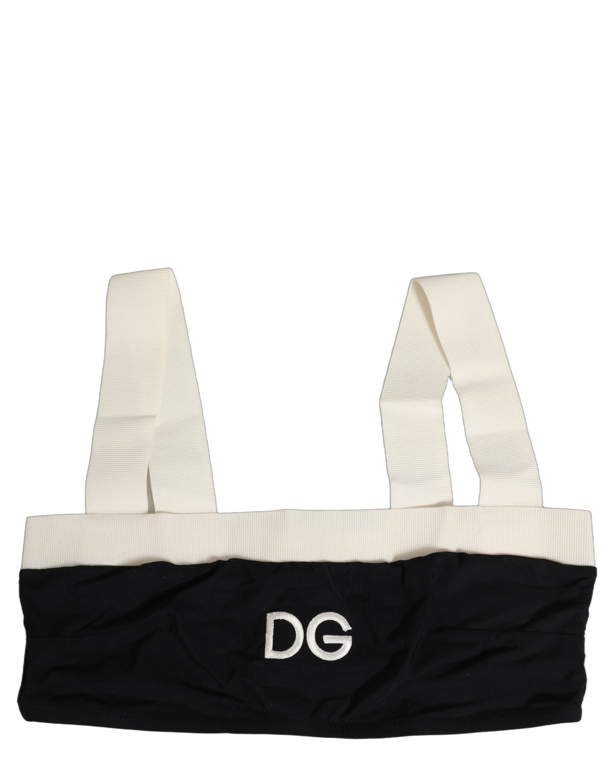 Dolce & Gabbana Black White Cotton Stretch Bikini Top Swimwear - Eljoys Fashion 