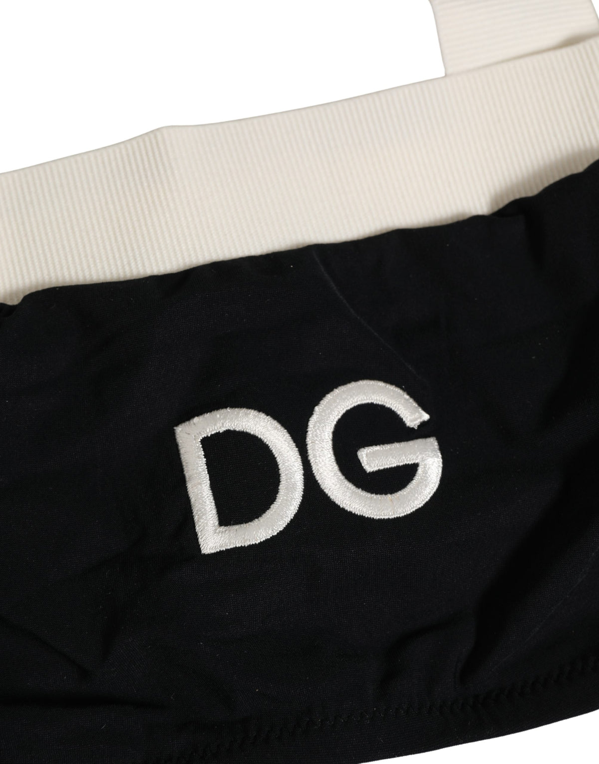 Dolce & Gabbana Black White Cotton Stretch Bikini Top Swimwear - Eljoys Fashion 