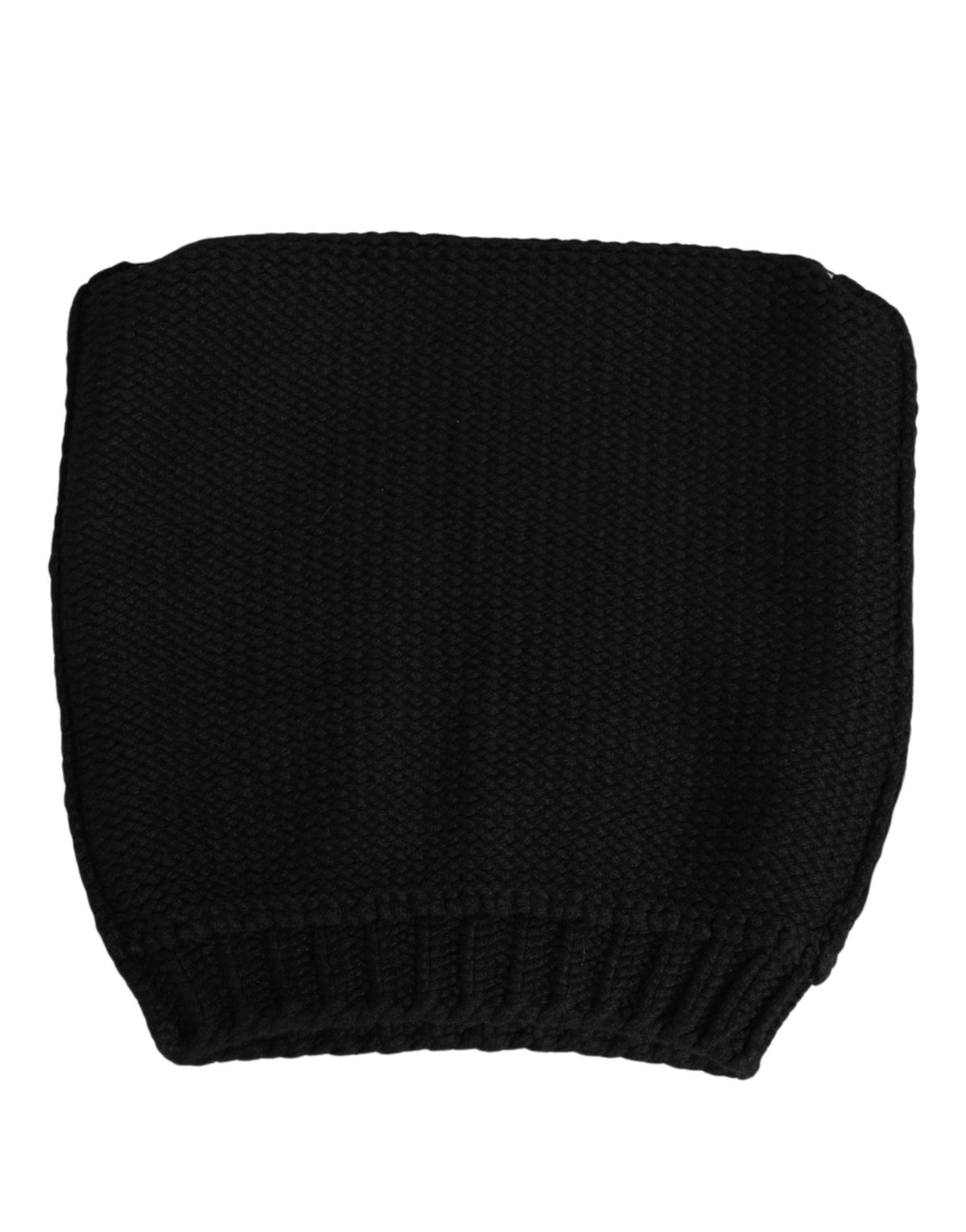 Dolce & Gabbana Black Cashmere Knitted Ribbed Cuff Beanie Hat - Eljoys Fashion 