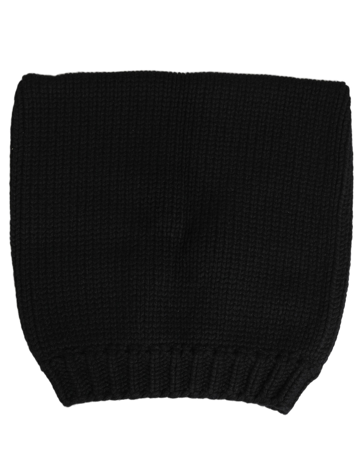 Dolce & Gabbana Black Cashmere Knitted Ribbed Cuff Beanie Hat - Eljoys Fashion 