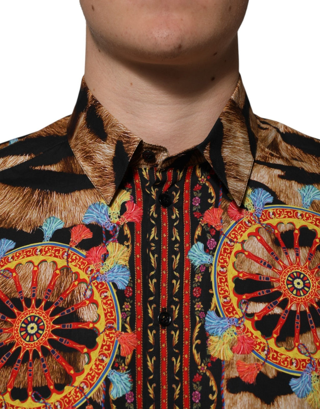 Dolce & Gabbana Cotton Tiger Carretto Long Sleeve Shirt - Eljoys Fashion 