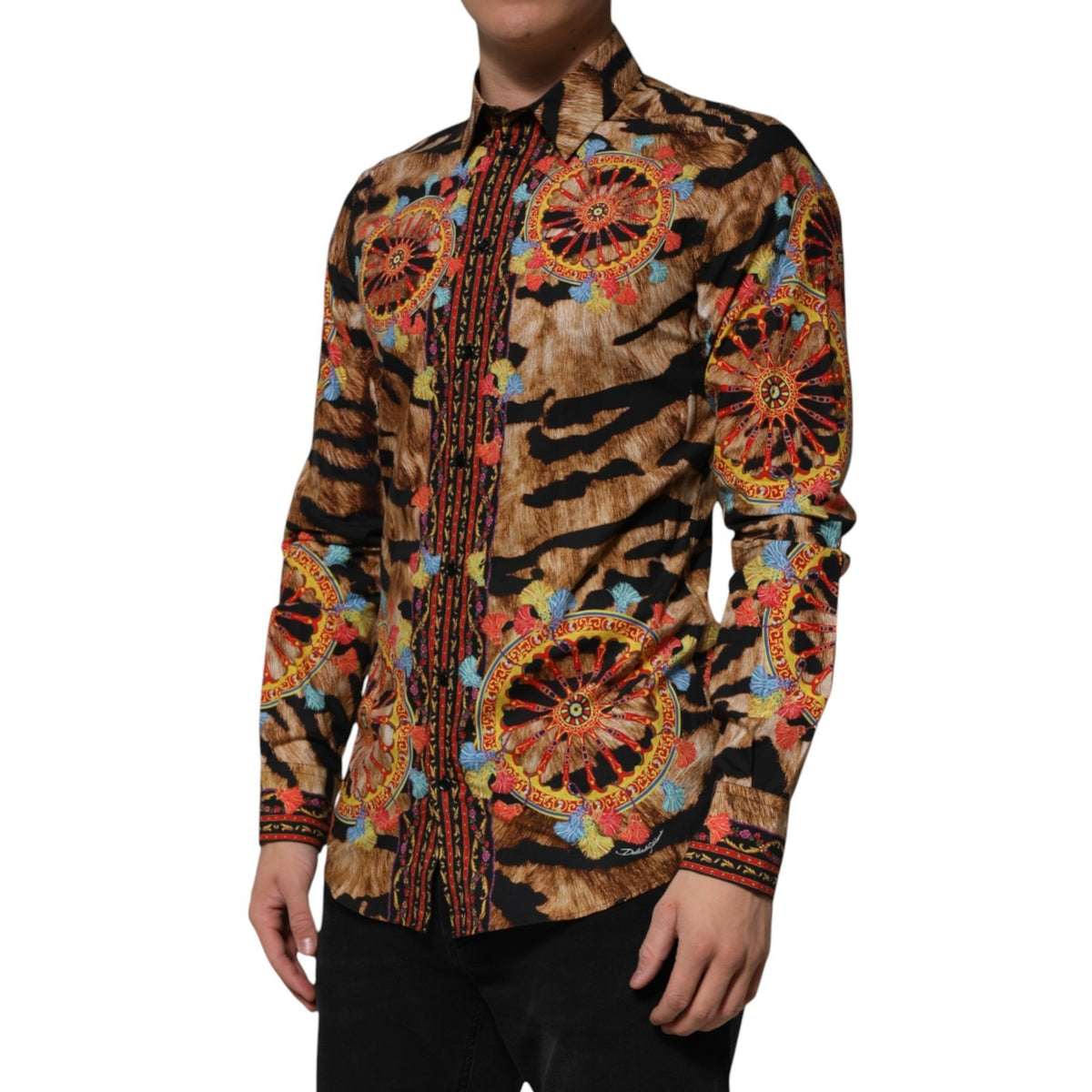 Dolce & Gabbana Cotton Tiger Carretto Long Sleeve Shirt - Eljoys Fashion 