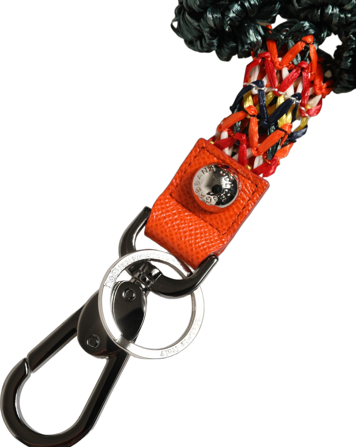 Dolce & Gabbana Multicolor Raffia Leather Clasp Finder Chain Keyring - Eljoys Fashion 