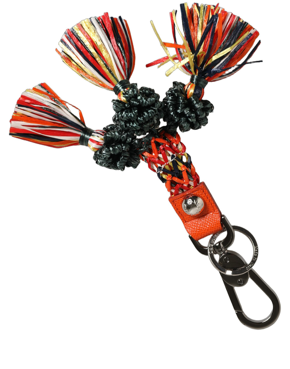 Dolce & Gabbana Multicolor Raffia Leather Clasp Finder Chain Keyring - Eljoys Fashion 