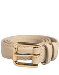 Dolce & Gabbana Beige Embossed Leather Gold Buckle Belt Strap Bracelet - Eljoys Fashion 