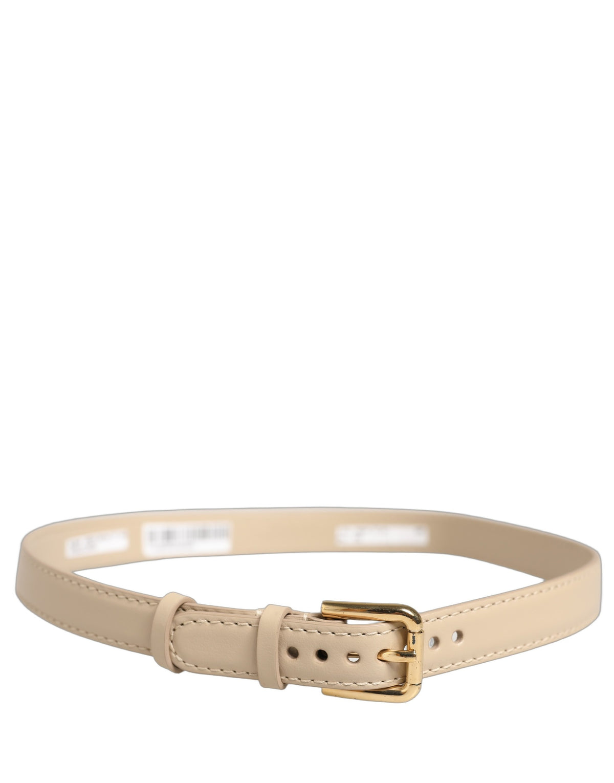 Dolce & Gabbana Beige Embossed Leather Gold Buckle Belt Strap Bracelet - Eljoys Fashion 