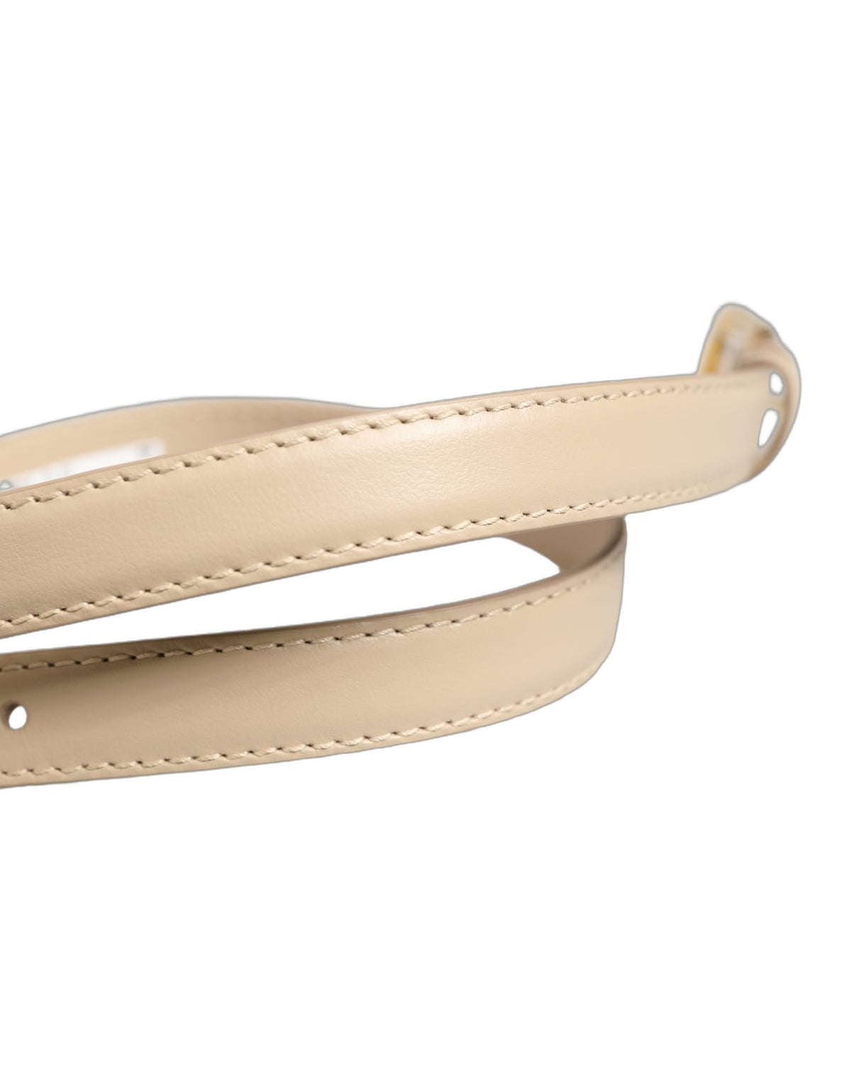 Dolce & Gabbana Beige Embossed Leather Gold Buckle Belt Strap Bracelet - Eljoys Fashion 