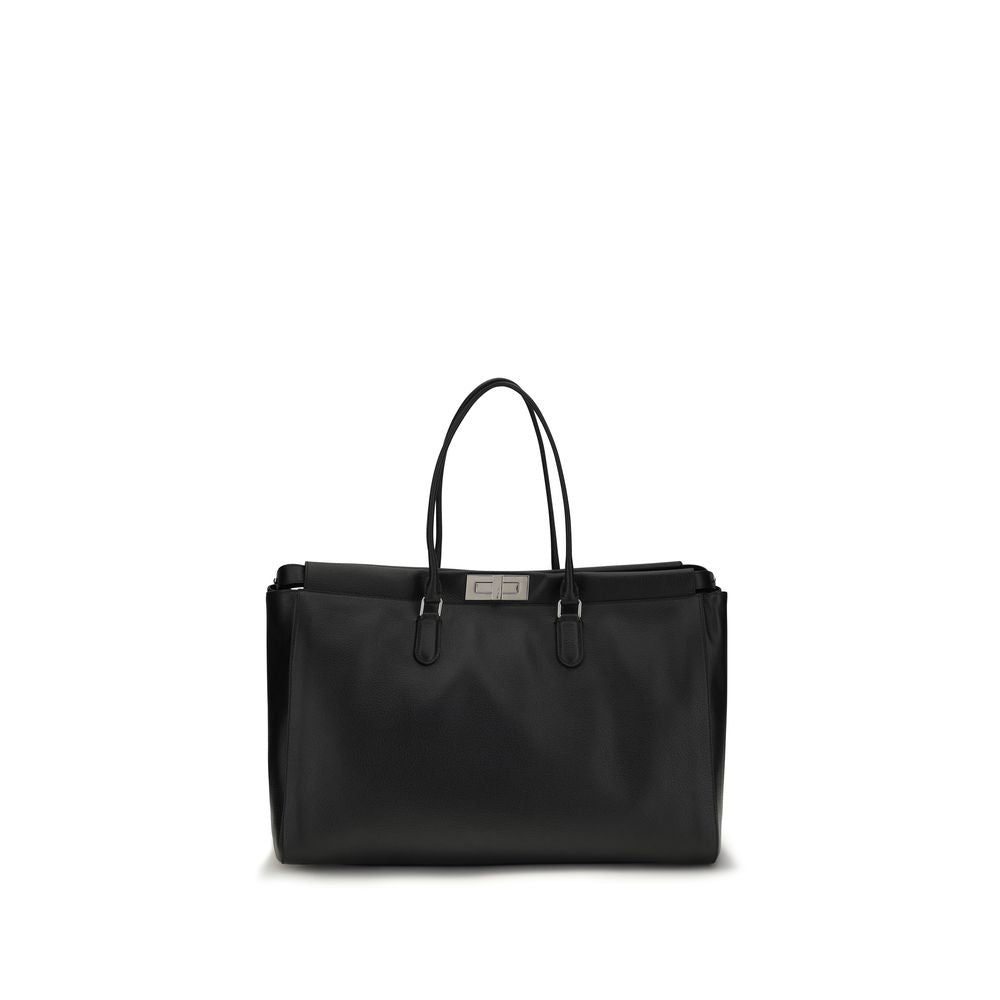 Fendi Black Calf Leather Bos Taurus Handbag - Eljoys Fashion 