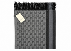 Gucci Monogram Grey Wool Scarf with Fringe - Eljoys Fashion 