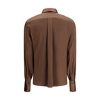 Brunello Cucinelli Brown Silk Dress Shirt - Eljoys Fashion 