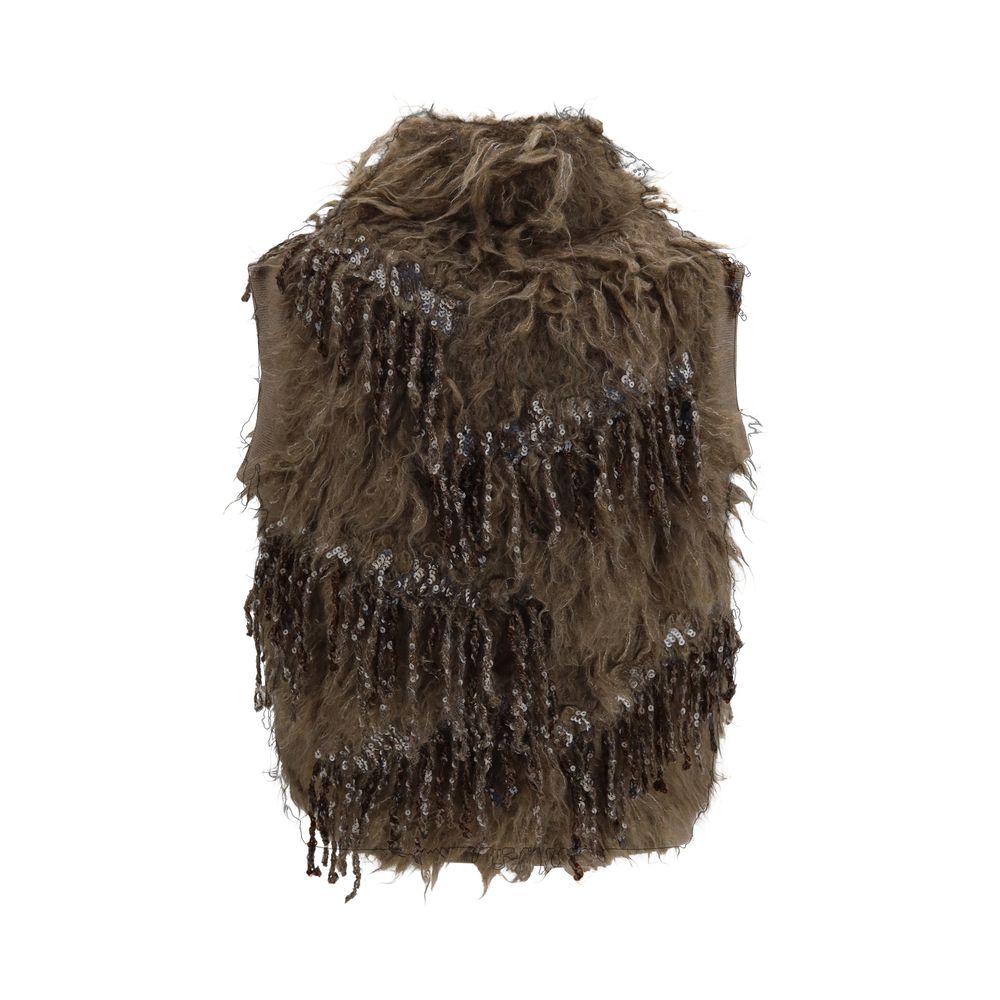 Brunello Cucinelli Beige Mohair Sleeveles Sweater - Eljoys Fashion 