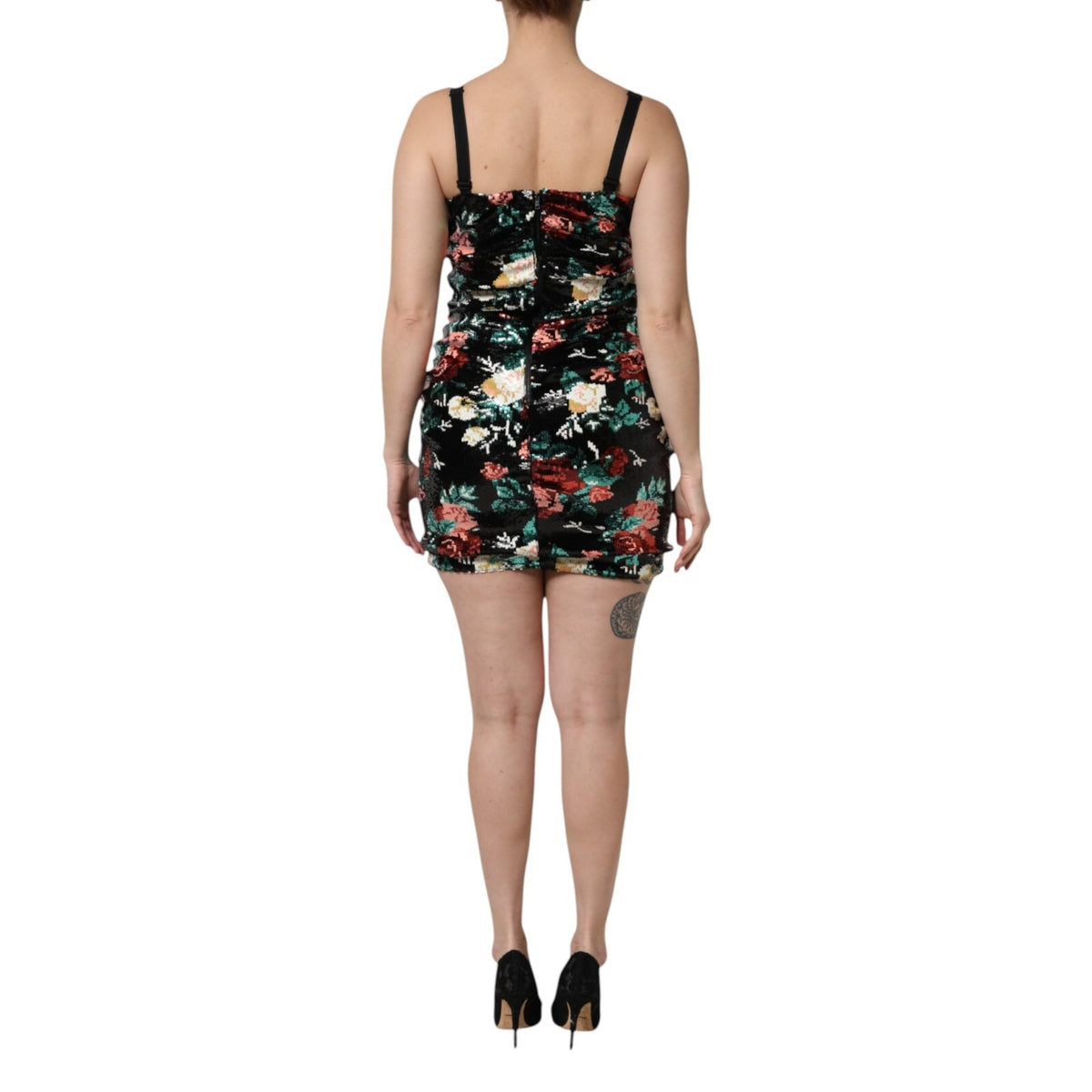Dolce & Gabbana Black Floral Sequin Sleeveless Sheath Dress - Eljoys Fashion 