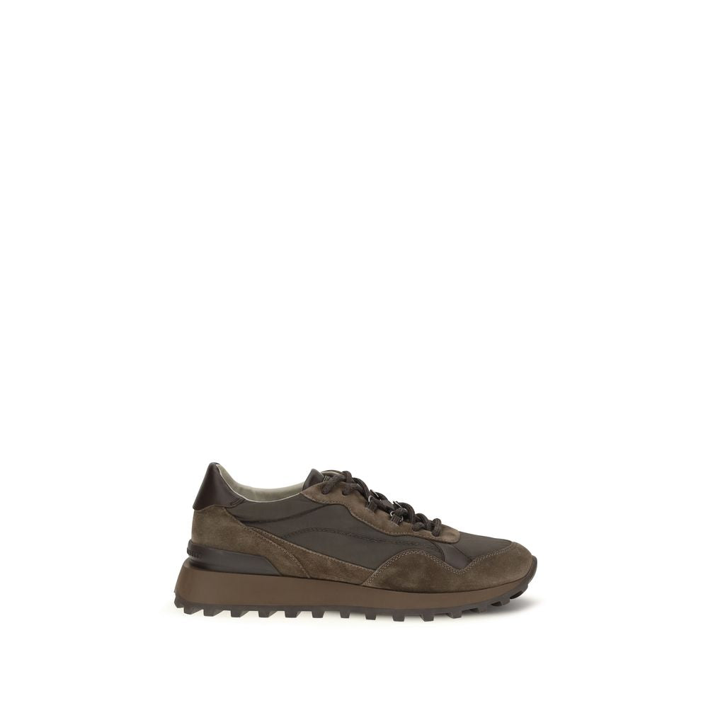 Brunello Cucinelli Brown Calf Leather Bos Taurus Athletic Sneakers - Eljoys Fashion 