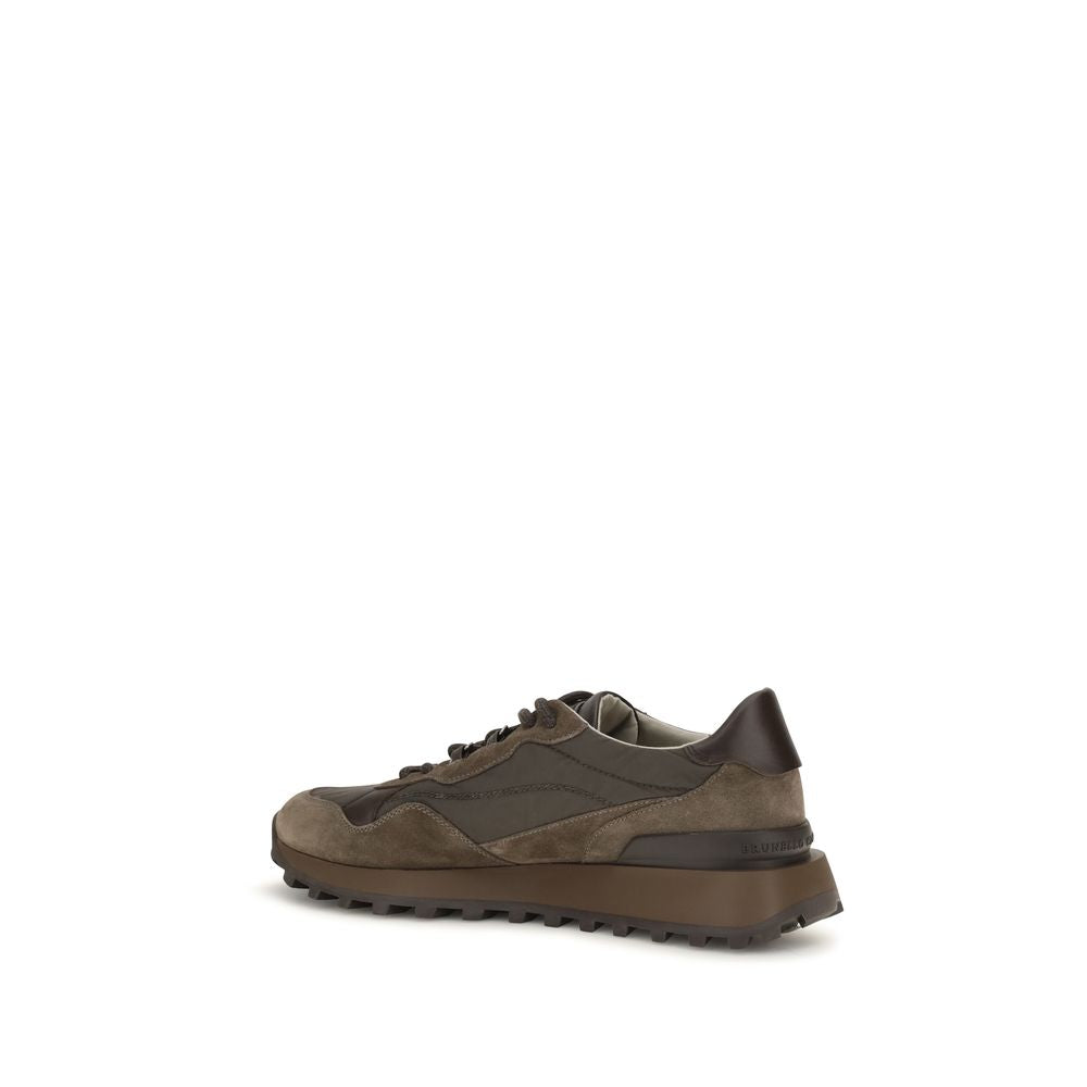 Brunello Cucinelli Brown Calf Leather Bos Taurus Athletic Sneakers - Eljoys Fashion 