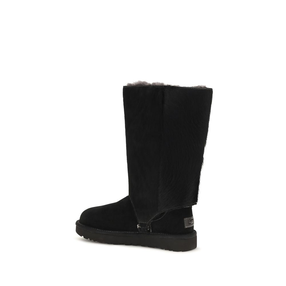 UGG Black Suede Leather Lace-Up Boots - Eljoys Fashion 
