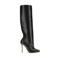 Dolce & Gabbana Black Calf Leather Bos Taurus High Heel Boots - Eljoys Fashion 