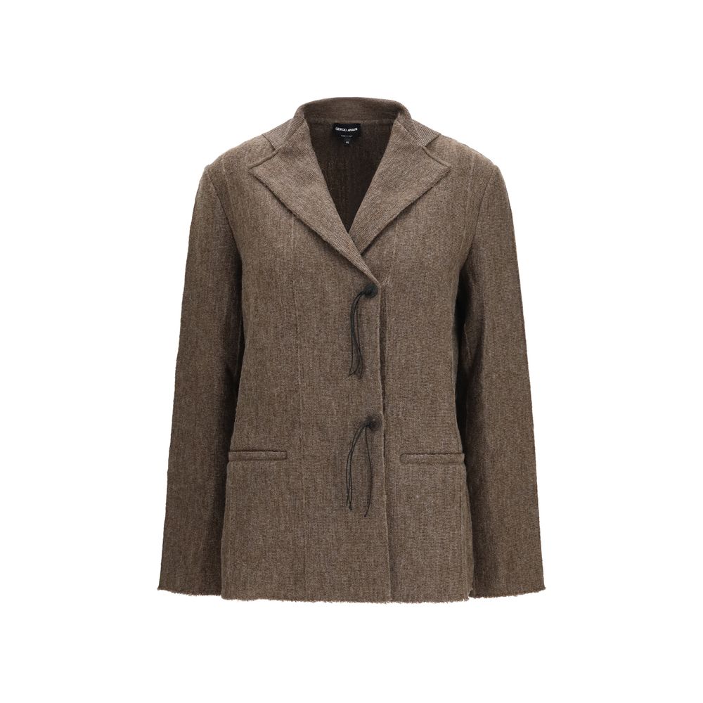 Giorgio Armani Brown Wool Oves Aries Full-Length Jacket - Eljoys Fashion 